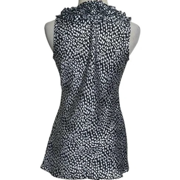 Spense Women's Size 1X Black Silver Dot Sleeveless Ruffle V Neck Tunic Top - Picture 6 of 8